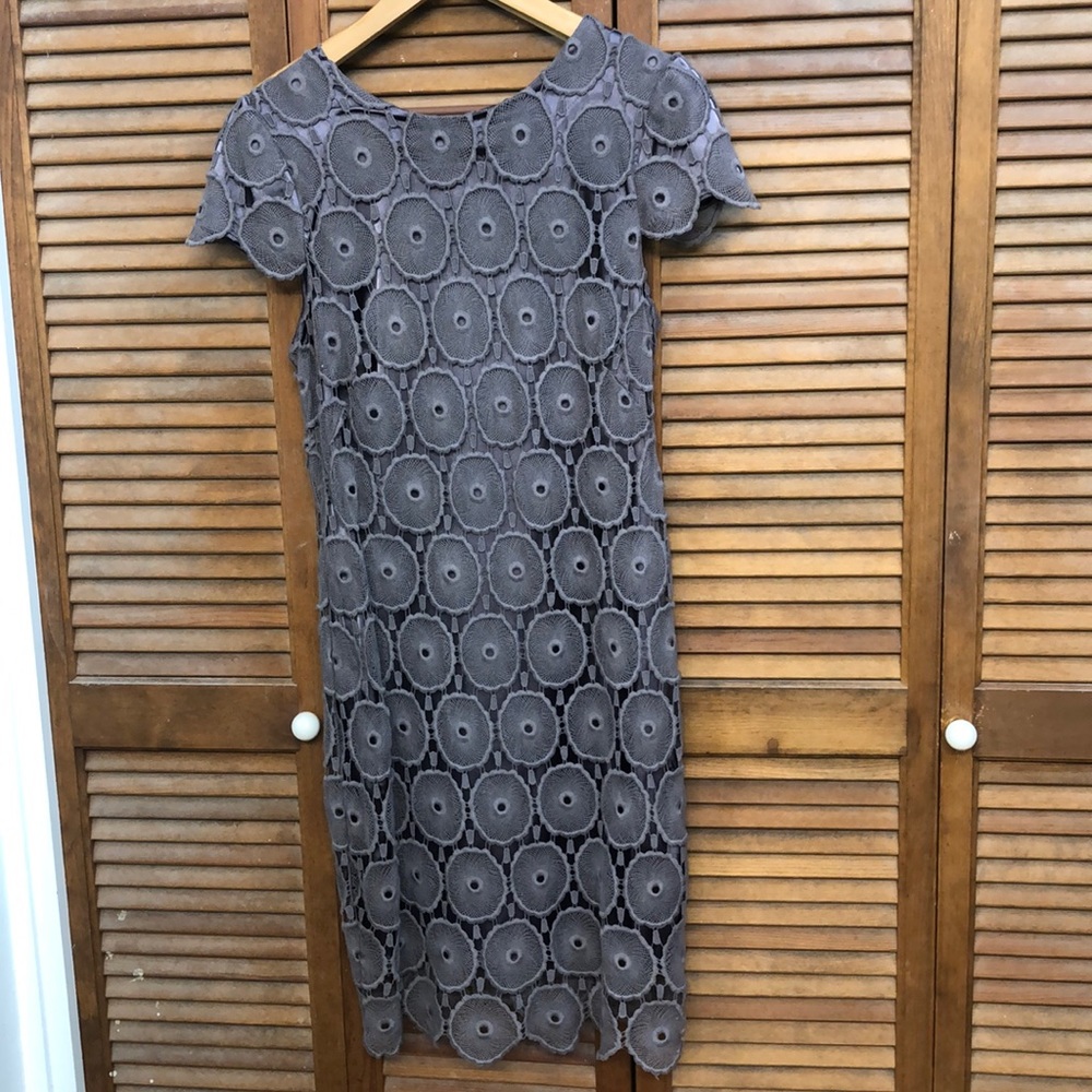 Suzy Chin dark gray lace straight wedding dress